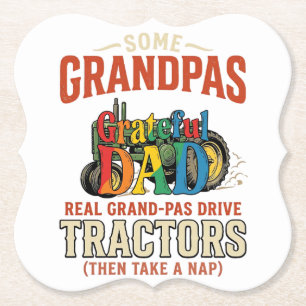 Grandpa Tractor Vintage Farm Nap Shirt Design_1 Paper Coaster