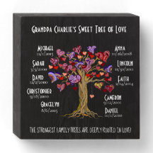 Grandpa Tree of Love (hearts), with 10 Names/Dates