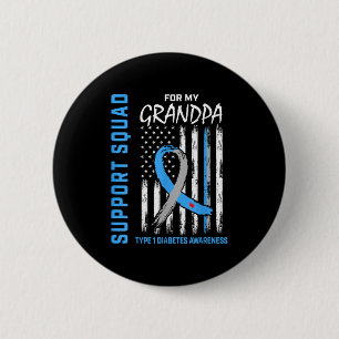 Grandpa Type 1 Diabetes Shirt Usa Flag Support Squ 6 Cm Round Badge