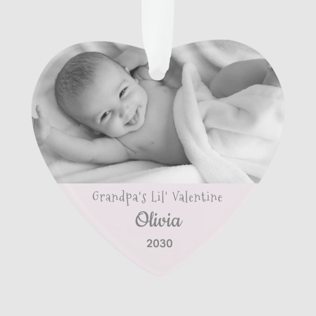 Grandpa Valentine Gdaughter Personalise Photo Name Ornament (Front)