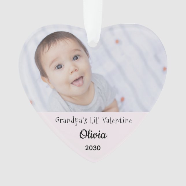 Grandpa Valentine Gdaughter Personalise Photo Name Ornament (Front)