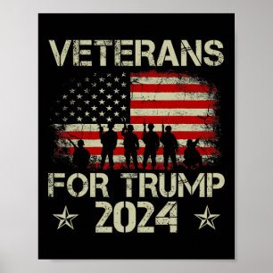 Grandpa Veterans For Trump 2024 American Flag 4th  Poster