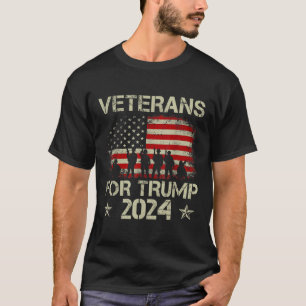 Grandpa Veterans For Trump 2024 American Flag 4th T-Shirt