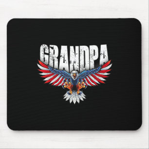 Grandpa Vintage Usa Flag Bald Eagle Patriotic 4th Mouse Pad