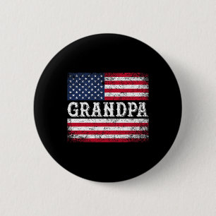 Grandpa Vintage Usa Flag Patriotic 4th Of July 6 Cm Round Badge