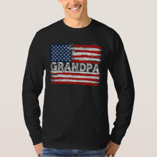 Grandpa Vintage USA Flag Patriotic 4th of July T-Shirt
