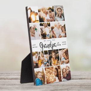 Grandpa We Love you Hearts Modern Photo Collage Plaque