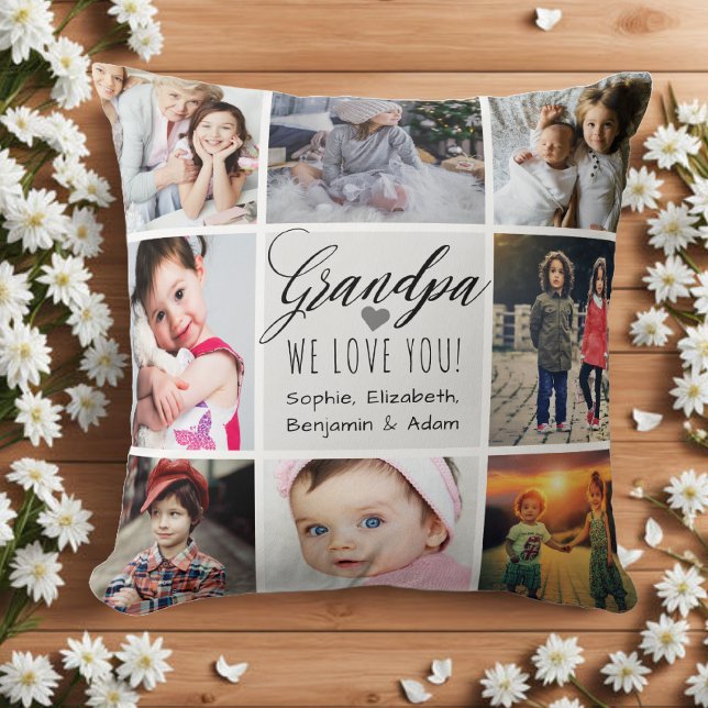 Grandpa We Love You Photo Collage Cushion (Creator Uploaded)