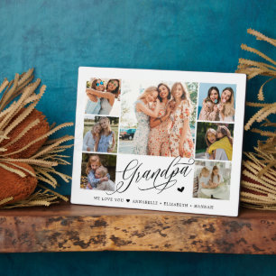 Grandpa We Love You Photo Collage Typography   Plaque