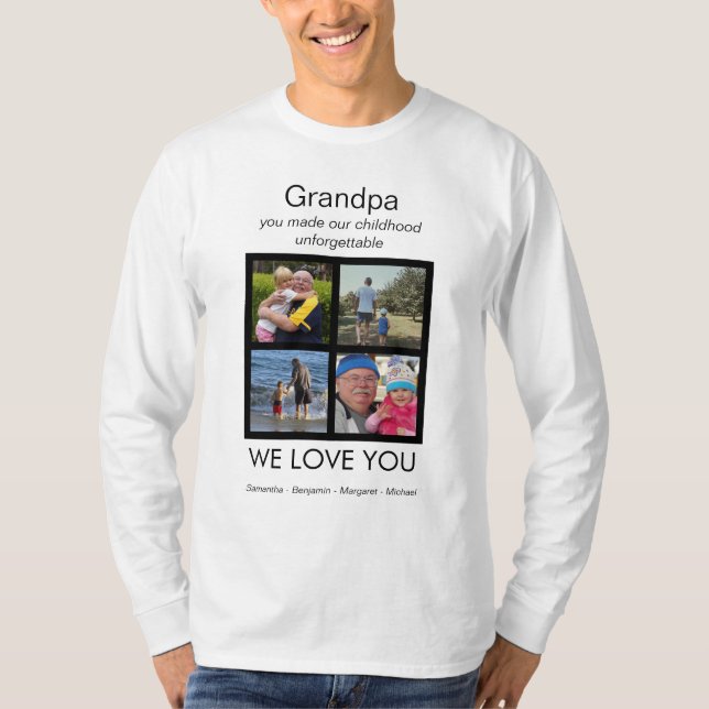 Grandpa We love you Photo Personalised White T-Shirt (Front)