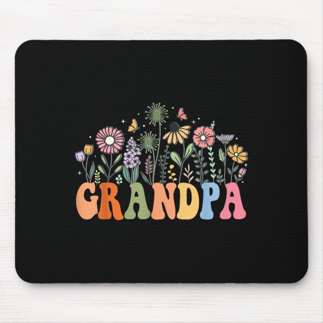 Grandpa Wildflower Floral Birthday Baby Shower New Mouse Pad (Front)