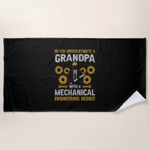 Grandpa With A Mechanical Engineering Beach Towel