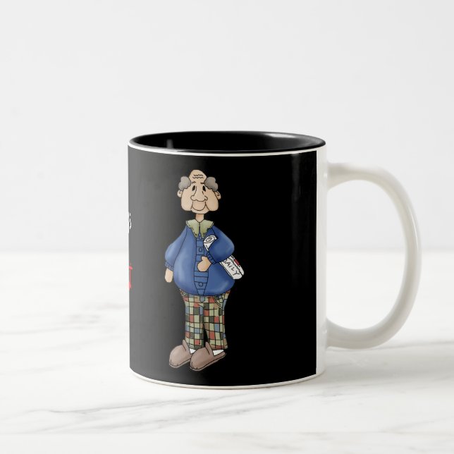 Grandpa with Newspaper Design Two-Tone Coffee Mug (Right)