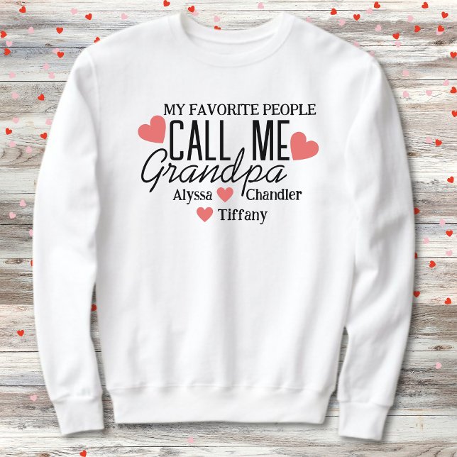 Grandpa With Red Hearts & Grandkids Names Sweatshirt (Creator Uploaded)