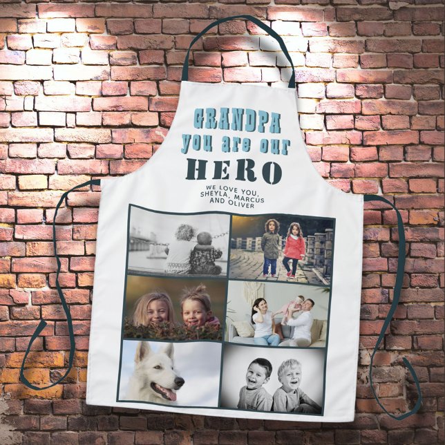 Grandpa you are our Hero 6 Photo Collage  Apron (Creator Uploaded)