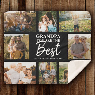 Grandpa You are the Best Modern Photo Collage Sherpa Blanket