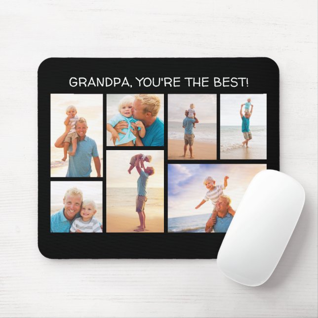 Grandpa You're the Best 7 Photo Collage Grandchild Mouse Pad (With Mouse)