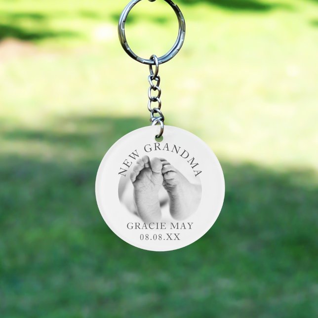 Grandparent 1st Grandchild Photo Acrylic Keychain (New Grandma? Upload your photo and add a name/birth date to this Acrylic Keychain)