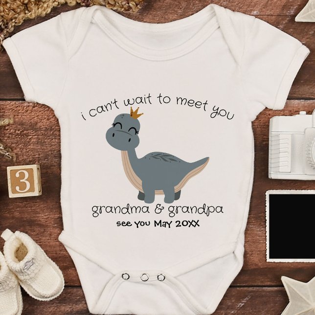 Grandparent Baby Announcement Boho Dinosaur Bodysuit (Creator Uploaded)