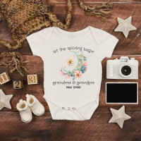 Grandparent Baby Announcement Botanical Boho Moon