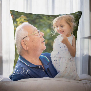 Grandparent Grandchild Photo Love Script Cushion