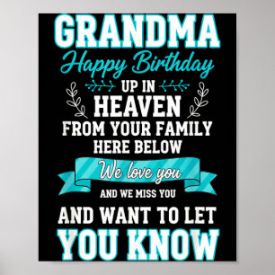 Grandparent memorial grandma happy birthday inGran Poster