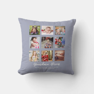 GRANDPARENT PHOTO COLLAGE GIFTS - Dusty Blue Cushion