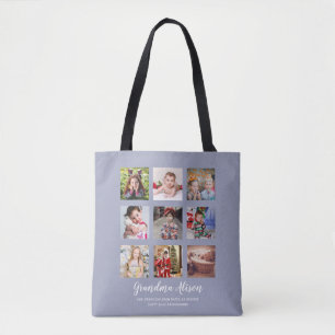 GRANDPARENT PHOTO COLLAGE GIFTS - Dusty Blue Tote Bag