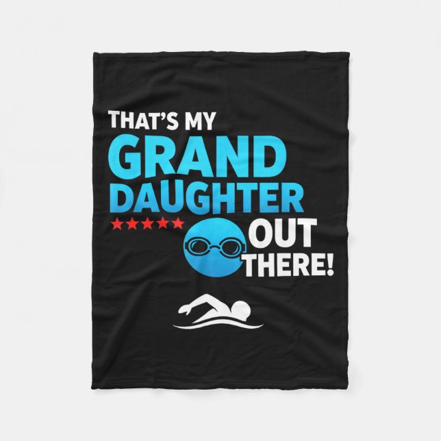 Grandparent Proud Granddaughter Swimmer Swim Meet  Fleece Blanket (Front)