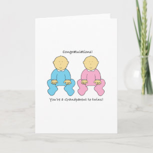 Grandparent to Twins Congratulations. Card