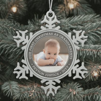 Grandparents 1st Christmas Baby Photo Grey & White