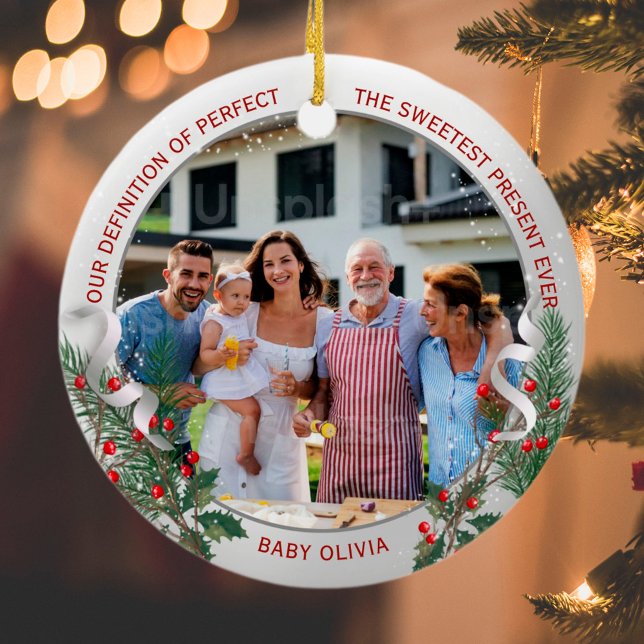 Grandparents 1st Christmas Classic Silver Frame  Ceramic Tree Decoration (Creator Uploaded)