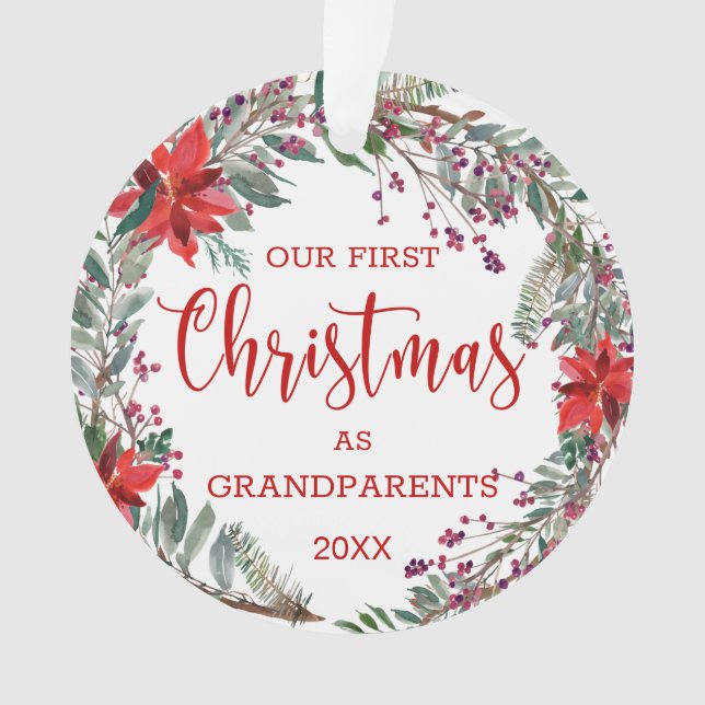Grandparents 1st Christmas Photo Ornament (Front)