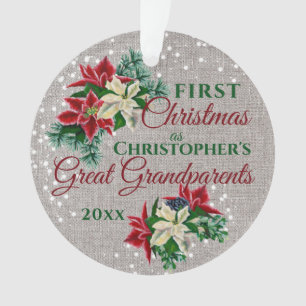 Grandparents 1st Christmas Poinsettia Photo Ornament