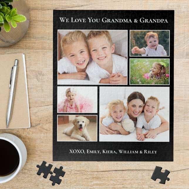 Grandparents 6 Photo Black Jigsaw Puzzle (Creator Uploaded)
