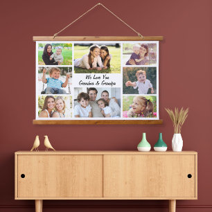 Grandparents 8 Photo Collage Hanging Tapestry