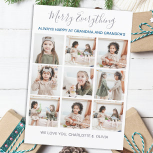 Grandparents 9 Photo Collage Christmas  Holiday Card