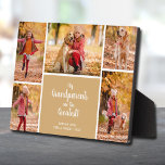 Grandparents are the Greatest Photo Collage Plaque<br><div class="desc">A five photo collage of your child/children, their names and "My Grandparents are the Greatest!" message in chic lettering is put directly on the hardboard panel for a stunningly crisp image with an easy wipe clean surface. Tabletop, on a shelf or desk, this plaque with a built-in easel is great...</div>