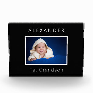 Grandparents baby photo 1st grandson black block