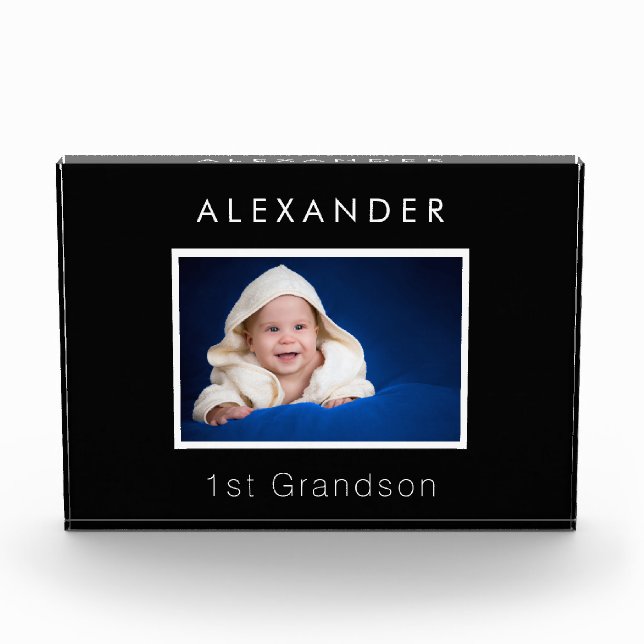 Grandparents baby photo 1st grandson black block (Front)