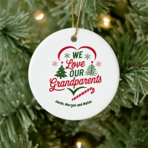 Grandparents Christmas Ornament, Personalised Ceramic Tree Decoration