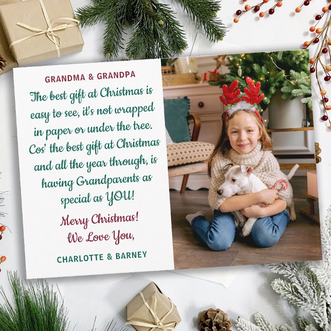 Grandparents Christmas Poem Personalised Photo Holiday Card (Creator Uploaded)