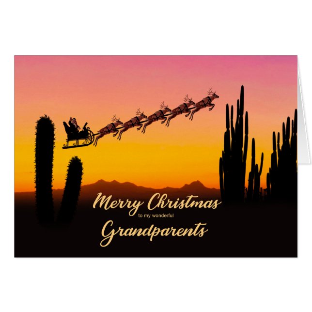 Grandparents Christmas Santa Over Desert (Front Horizontal)