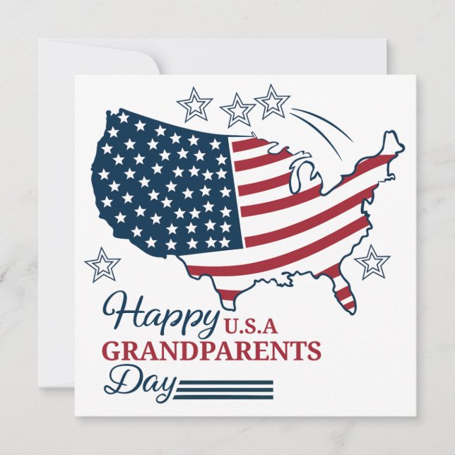 Grandparents Day 2025 USA Vector map Card (Front)