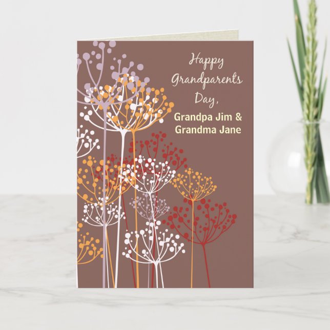 Grandparents Day Brown Wildflowers Religious Card (Front)