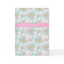 Grandparents Day Card: Pink Dogroses on Blue