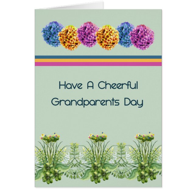 Grandparents Day Card with Hydrangers and Plants (Front)