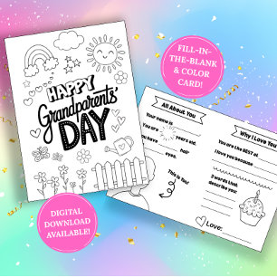 Grandparents Day Coloring Card: Fill-in-the-Blank  Card