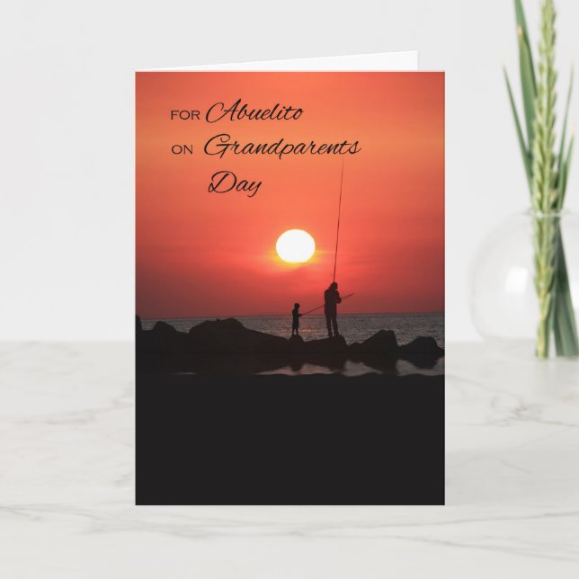 Grandparents Day for Abuelito, Fishing at Sunset Card (Front)