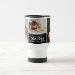 Grandparents Day Grandpa Black 3 Photo Collage Travel Mug